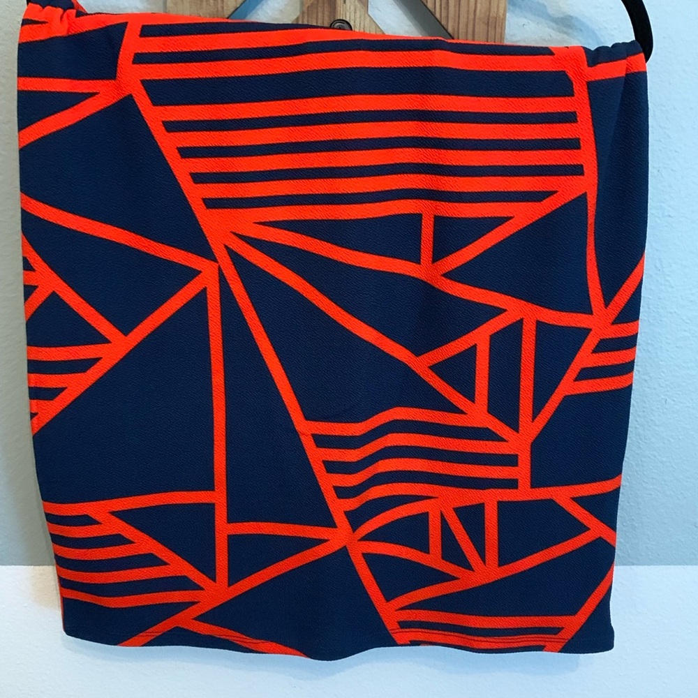 Lularoe red and blue Cassie pencil skirt.